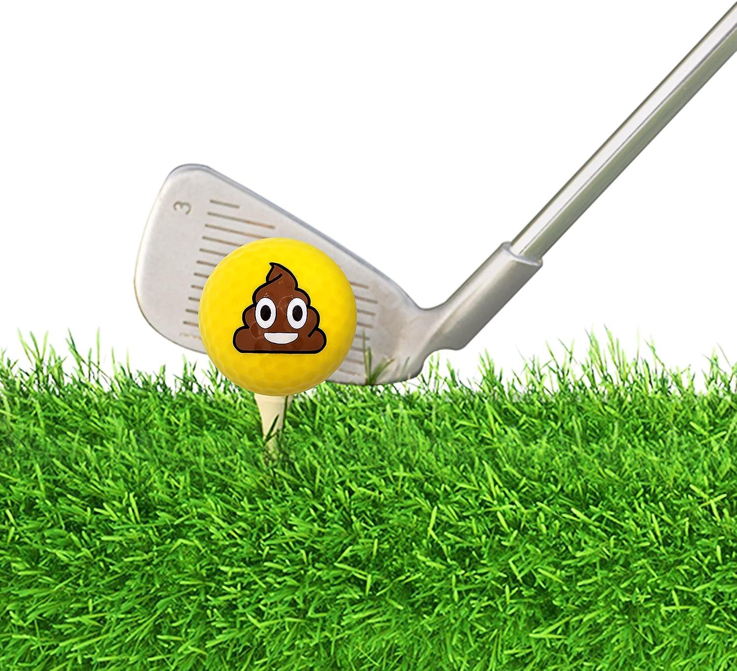 Navika Golf Balls Poop Emoji Imprint on Bright Yellow High Visibility