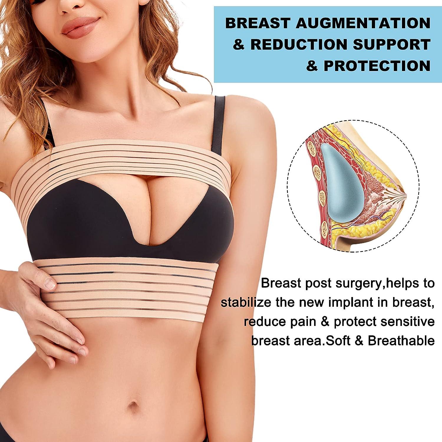 SCARBORO Breast Bands for Women Post Surgery Breast Implant Stabilizer Band Compression  Breast Augmentation and Reduction Strap Medical Chest Support Band for  Large Breast Exercise XS-Small Beige