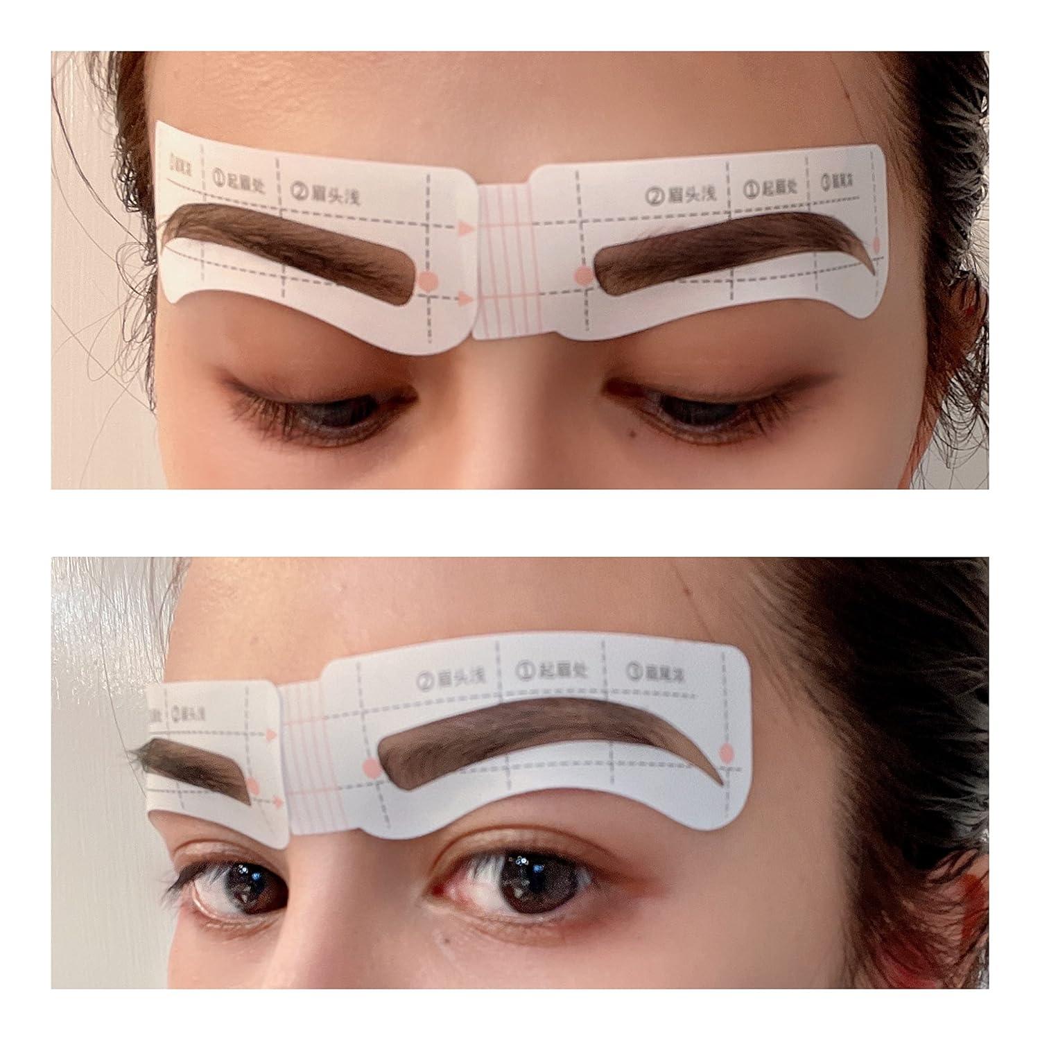 12 STYLE/SHAPE SELF ADHESIVE EYEBROWS STENCIL 26 pcs pads x 2