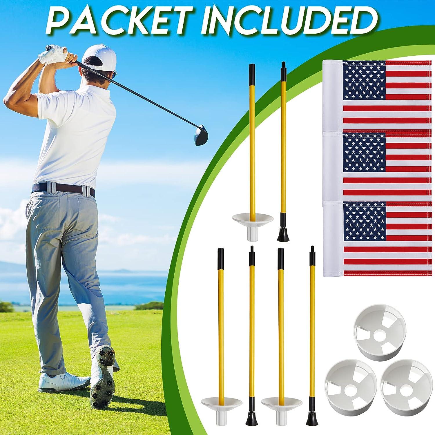 3 Golf Putting Green Flag and Hole Cup Set Putting Green Golf Pin Flag Hole Cup Set Portable