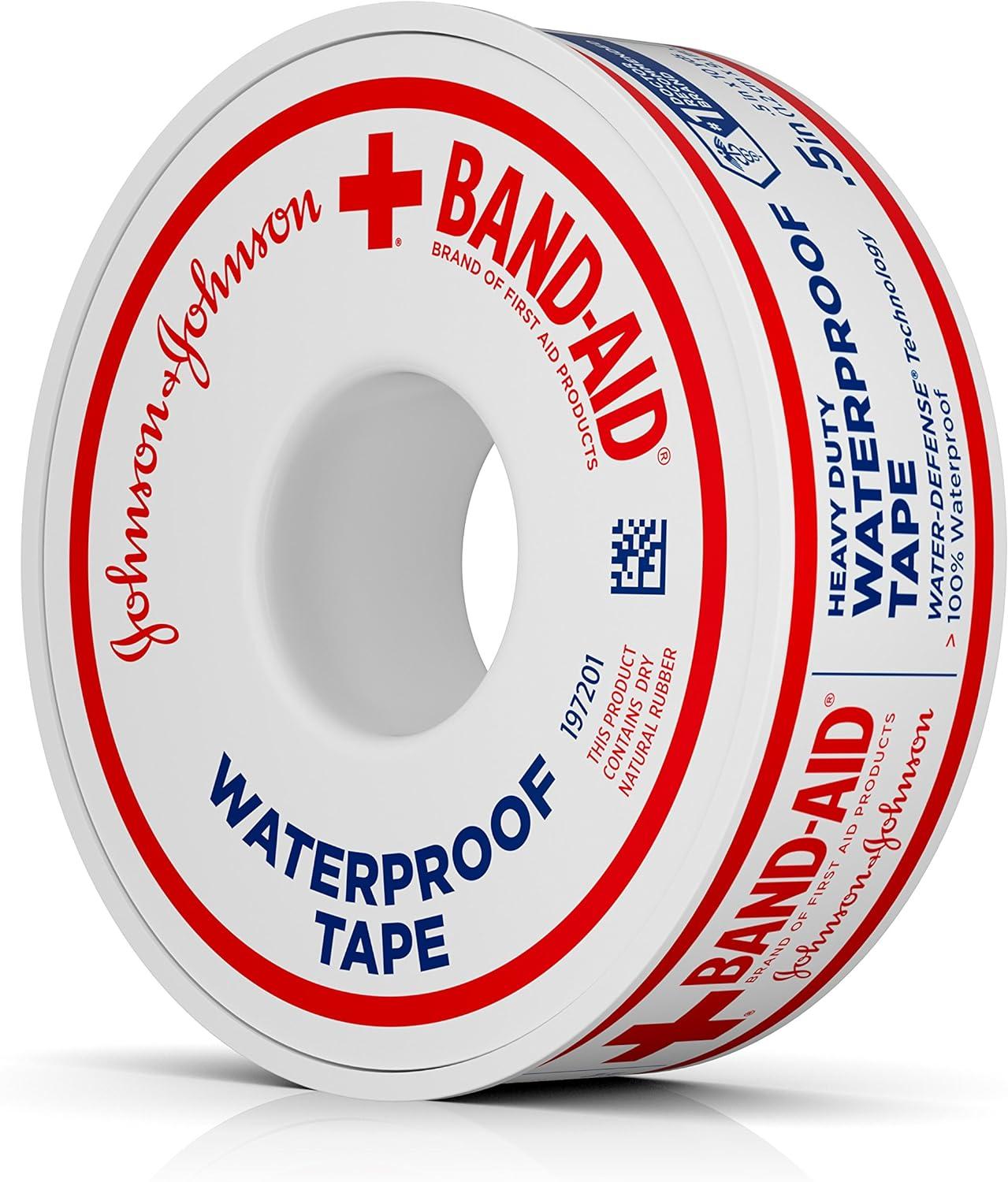 BandAid Waterproof First Aid Tapes 1/2 Inch x 10 yds (Pack of 6)
