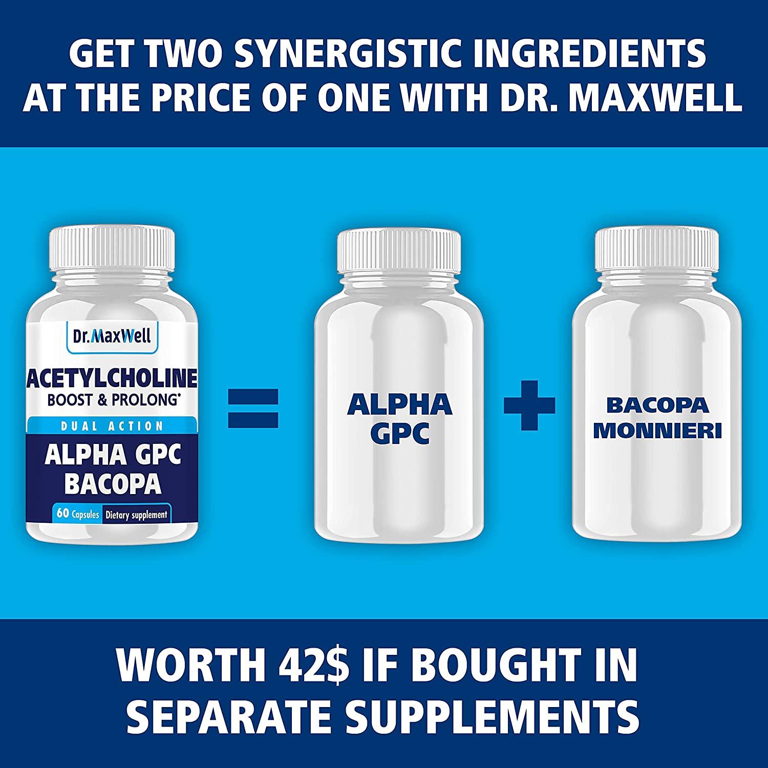 Acetylcholine Alpha GPC Choline 600mg + Bacopa Superior Memory