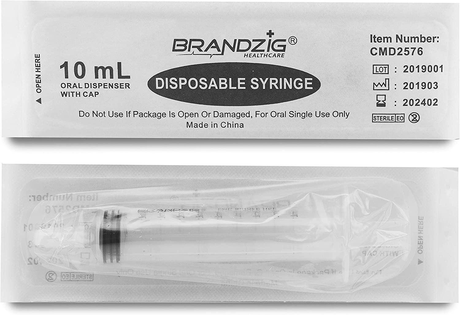 10ml Oral Syringe With Cap (100 Pack) Oral Dispenser Without Needle