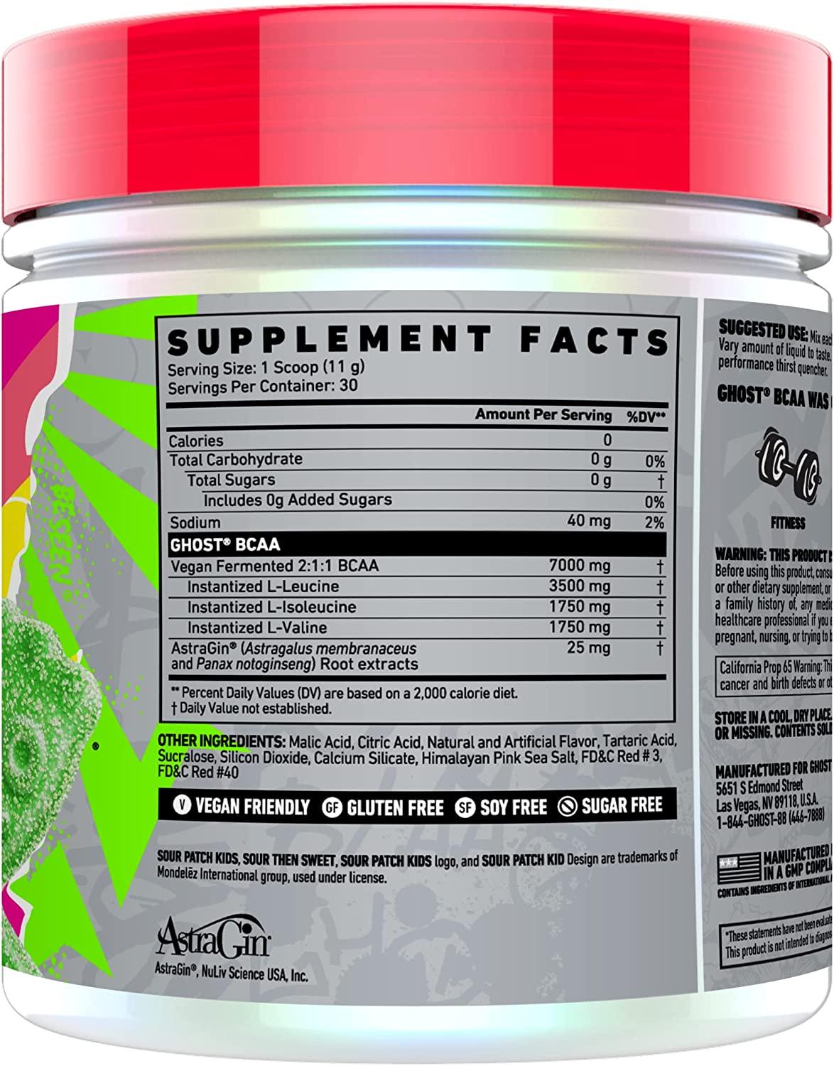 GHOST BCAA Amino Acids, Sour Patch Kids Watermelon 30 Servings