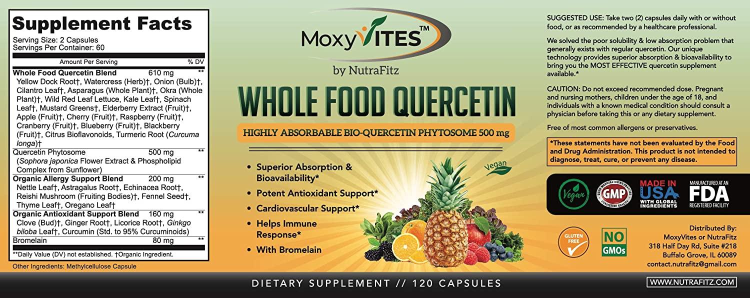 Quercetin 500mg with Bromelain Supplement, Bioactive Phytosome Complex