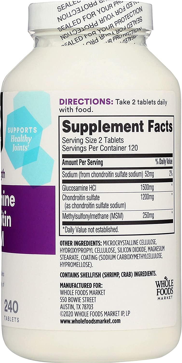 365 by Whole Foods Market Glucosamine Chondroitin X Strength MSM 240