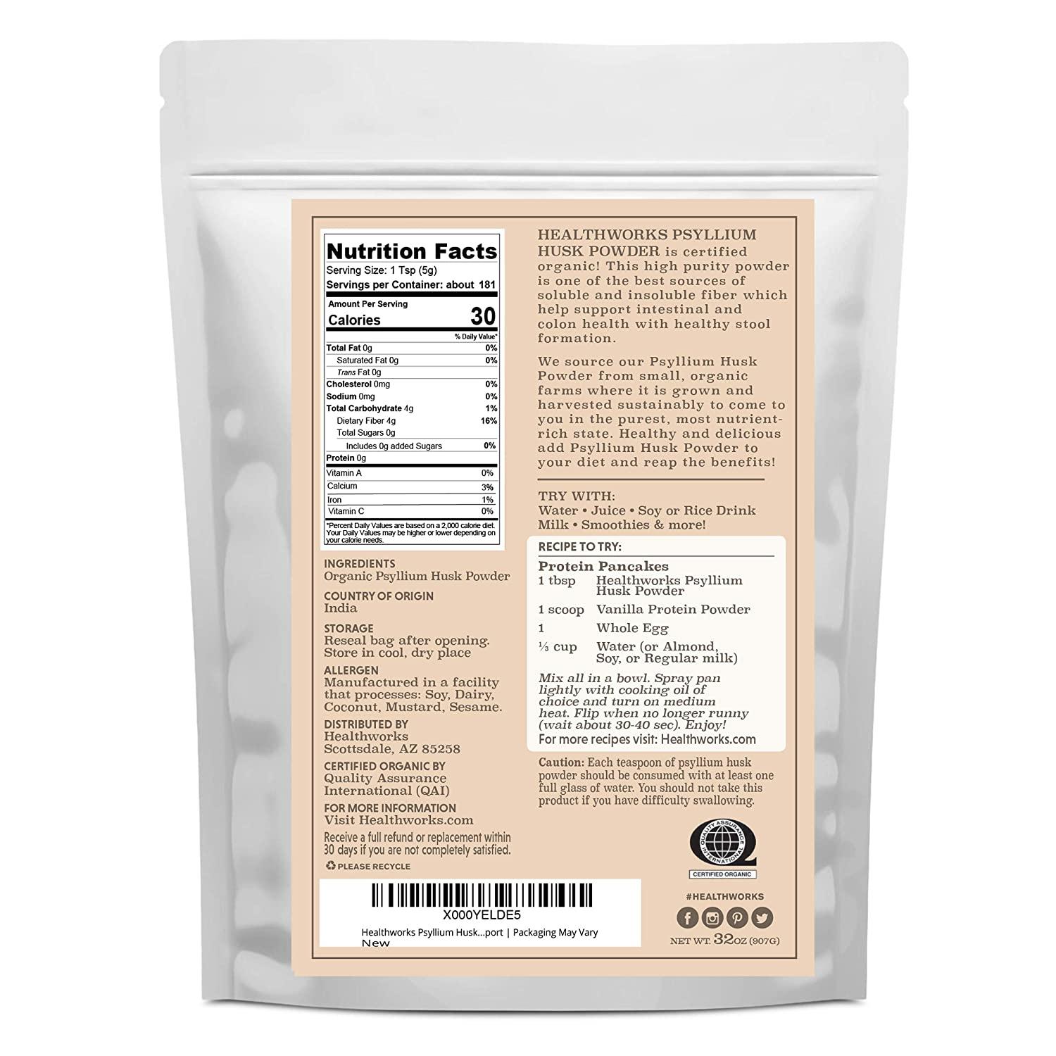 Healthworks Psyllium Husk Powder (32 Ounces / 2 Pounds) | Raw ...