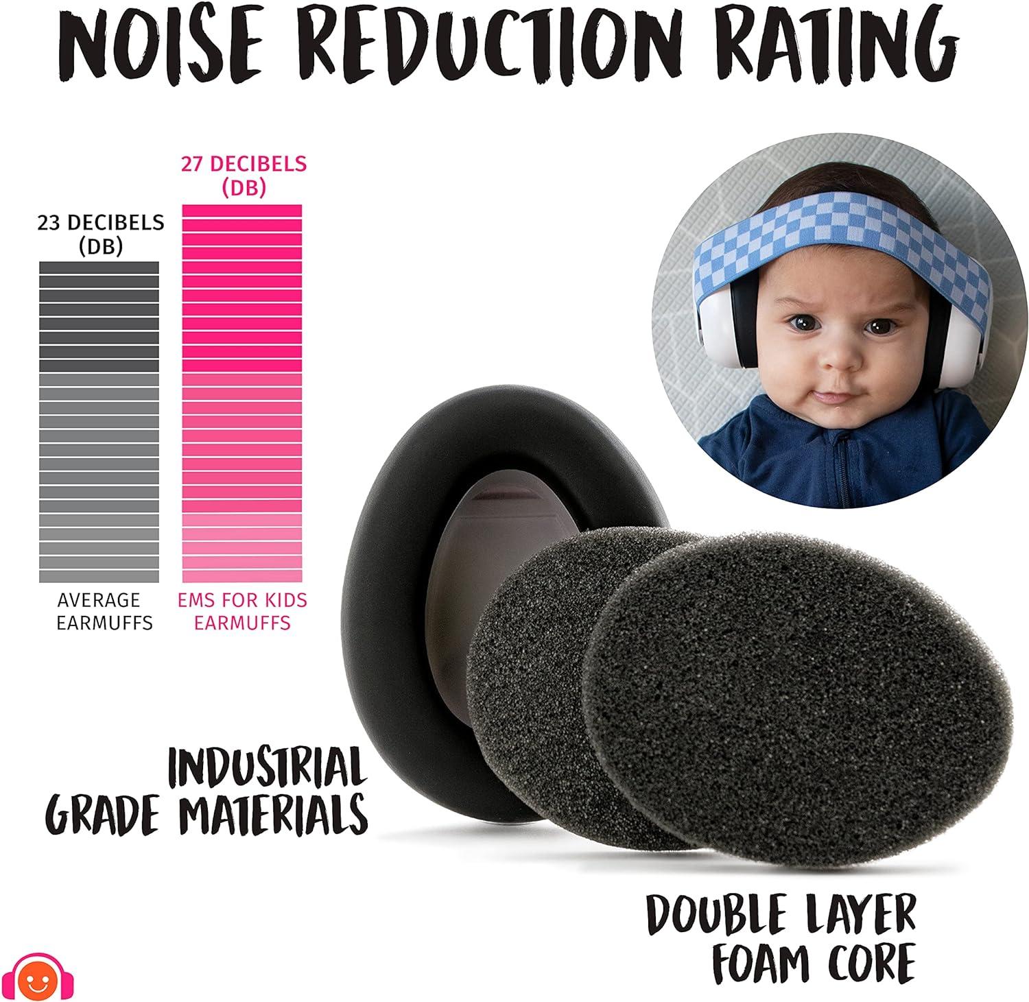 Ems for Kids Baby Ear Defenders White with Black. The Original Baby