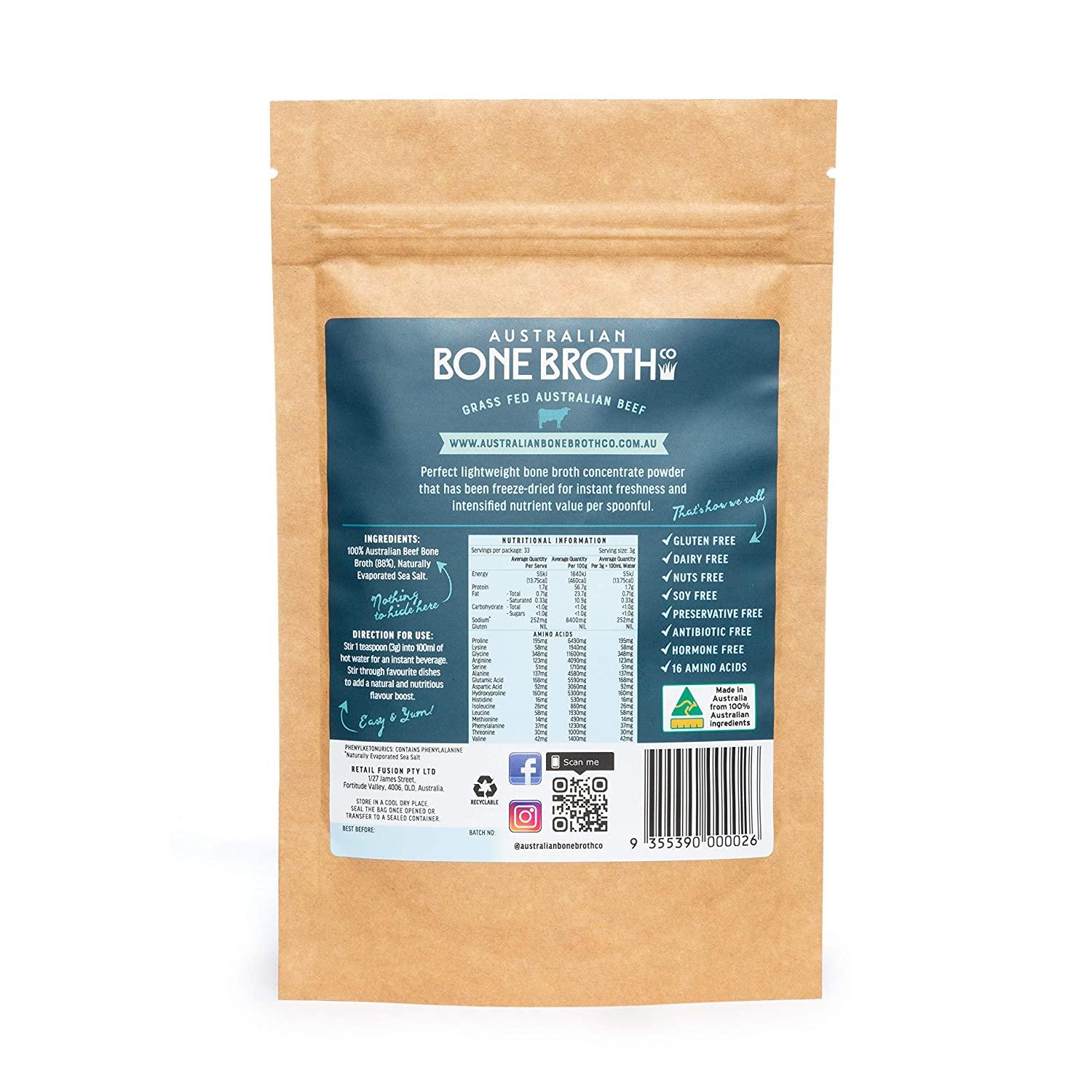 Australian Beef Bone Broth Concentrated Powder Natural Beef Gluten
