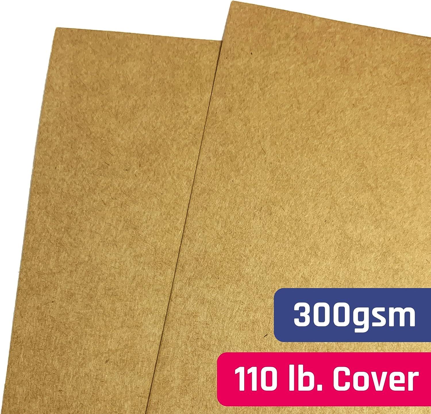 Colourful US Heavyweight Brown Kraft Cardstock, 100 Sheets (300 GSM = 110 lb Cover = 200lb Text) 8.5 x 11 Inches for Arts and Craft, Drawi