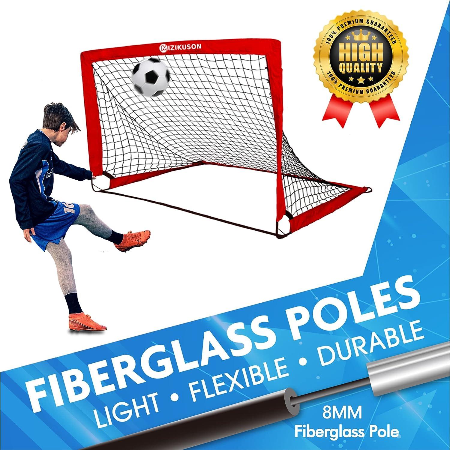 Set of 2 Portable Soccer Goals for Kids Indoor Pop Up 4'x3' Toddler Soccer Nets with Training