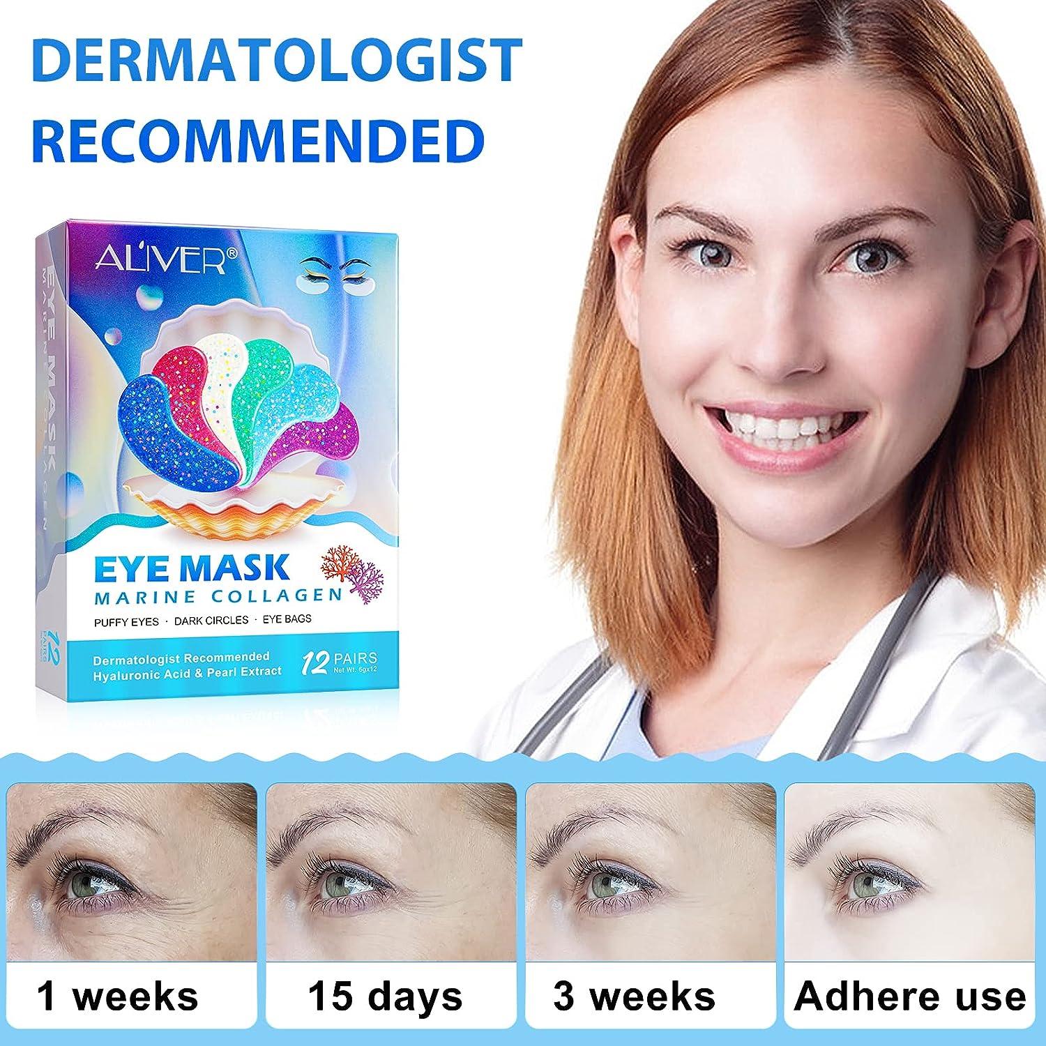 JYHSGD Eye Gels Mask Pearl Collagen Marine Eye Masks 12 Pairs for