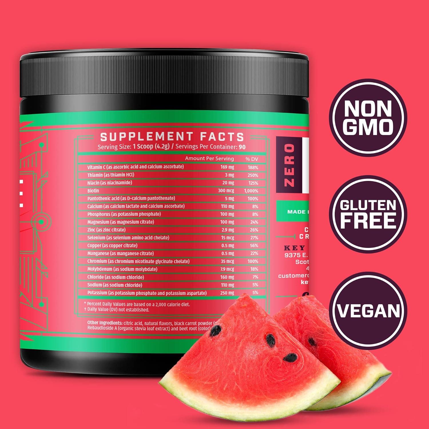 KEY NUTRIENTS Watermelon Electrolytes Powder No Sugar, Hydration Mix