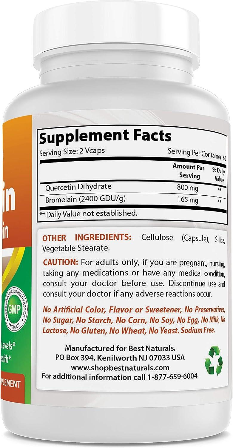 Best Naturals Quercetin with Bromelain Veggie Capsules 800mg
