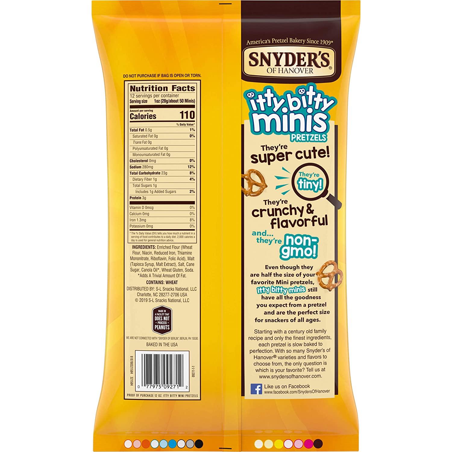 Snyder's of Hanover, Itty Bitty Minis Pretzels, 12 Oz Bag