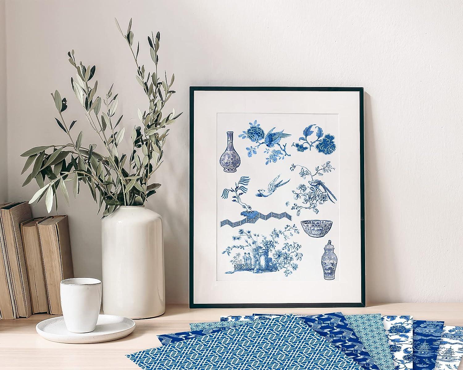 Whaline Chinoiserie Pattern Paper - 24 Sheets Blue China