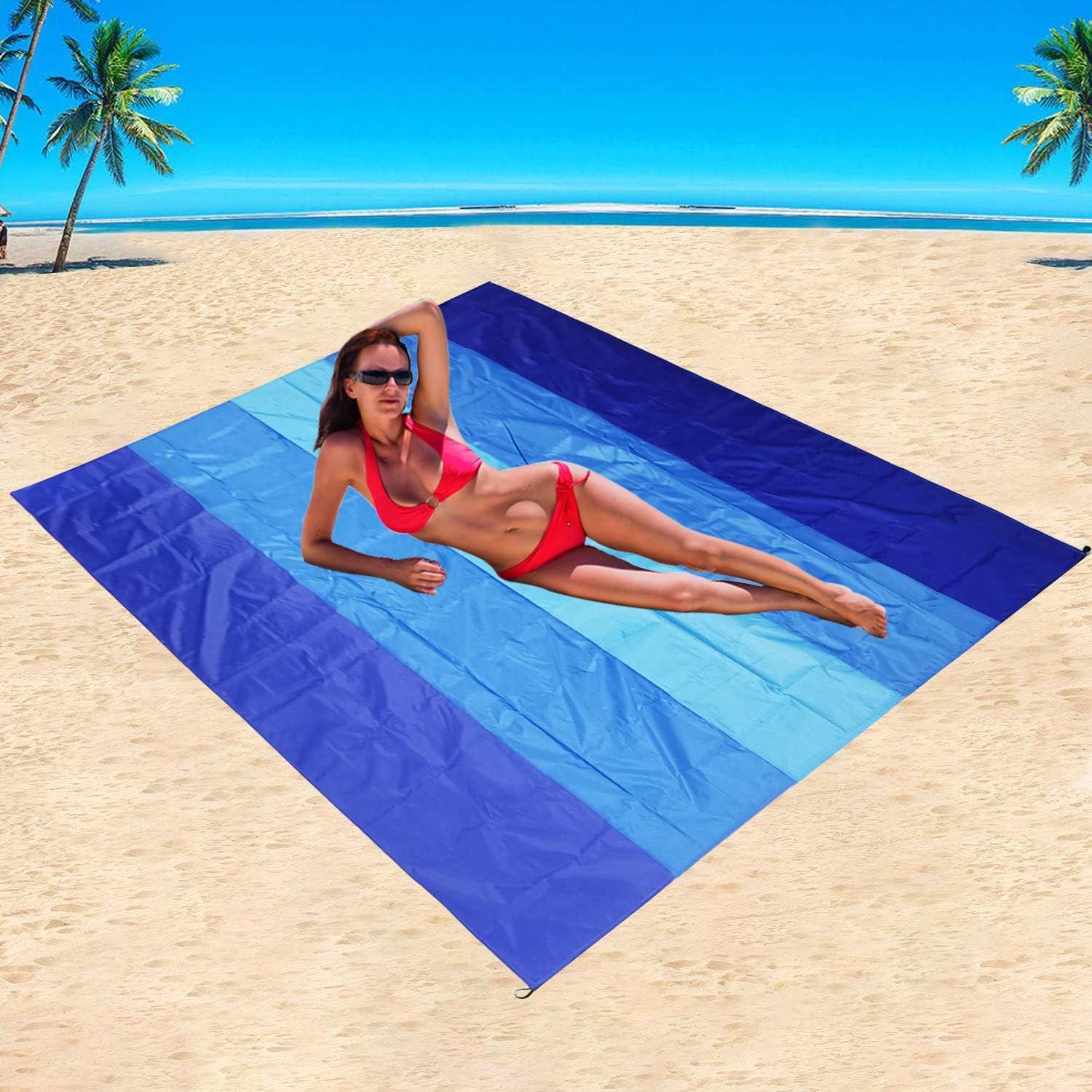 WIWIGO Sandproof Beach Blanket 79 X 83 Waterproof Outdoor Picnic