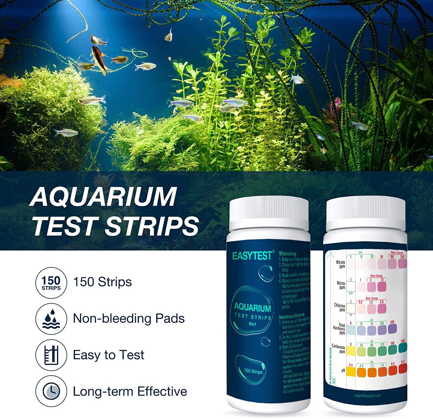 EASYTEST Aquarium Test Strips, Fish Tank Test Kit for 6 in 1 Freshwater