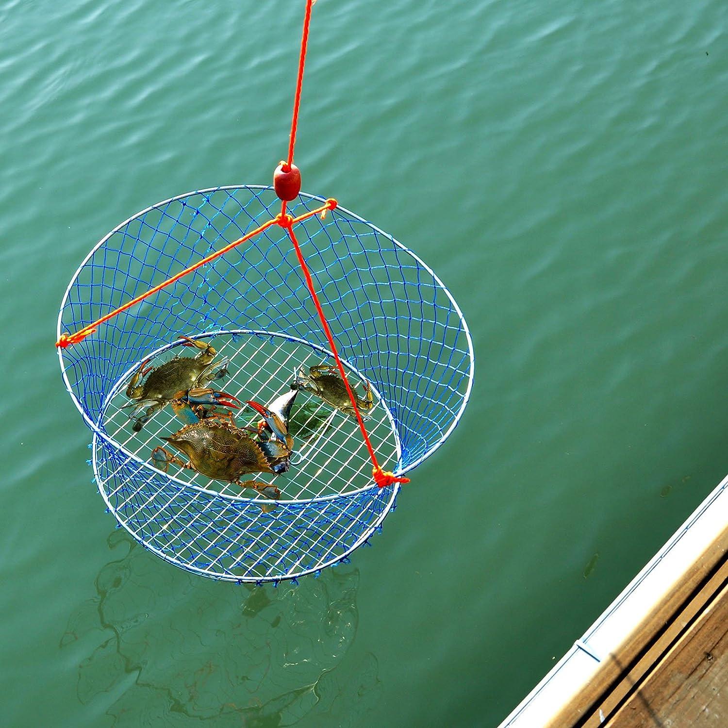 Palmyth Wire Grid Bottom Crab Nets Two Ring Crab Kit with Harness and