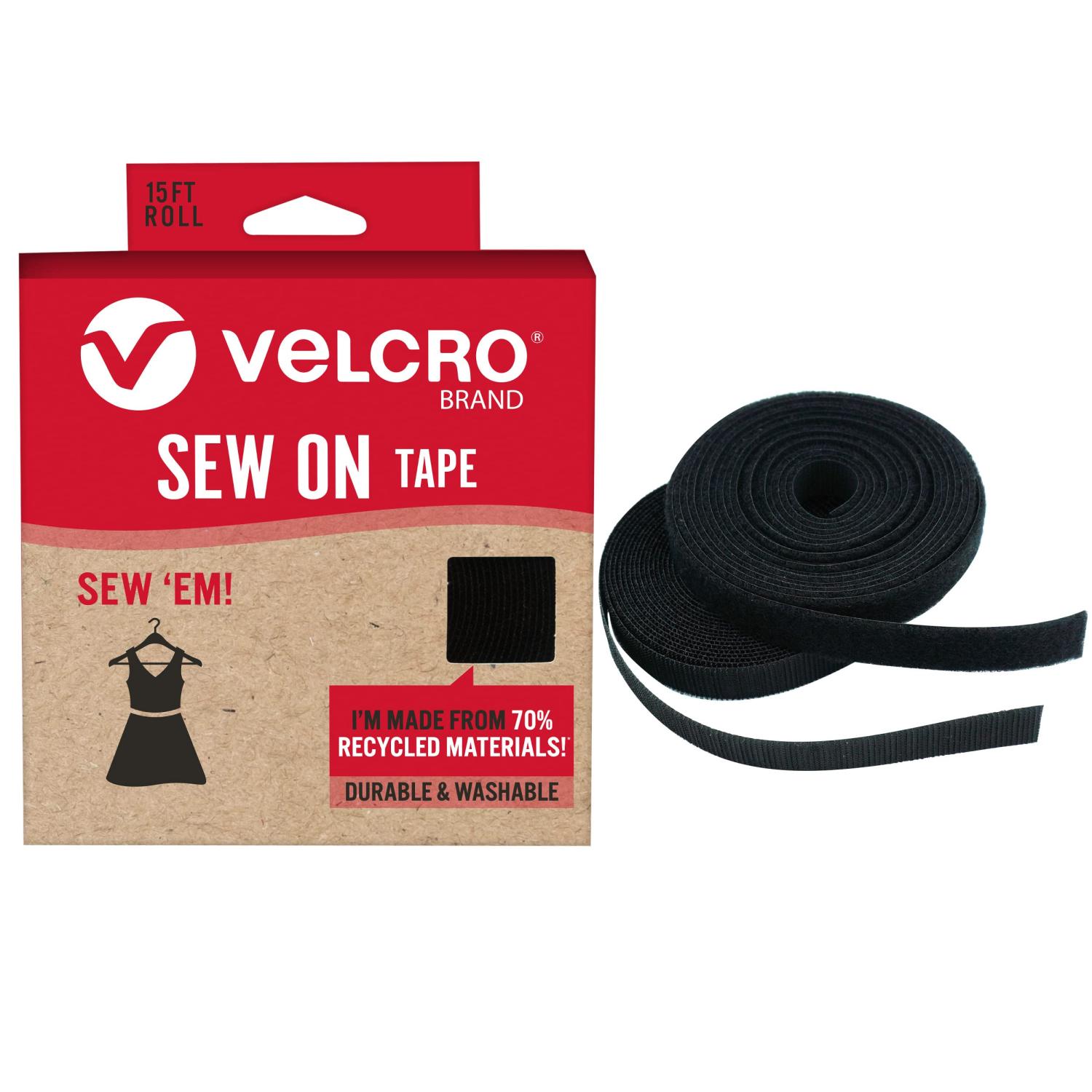 VELCRO Brand ECO Collection  Non Adhesive Sew On Tape for Clothes