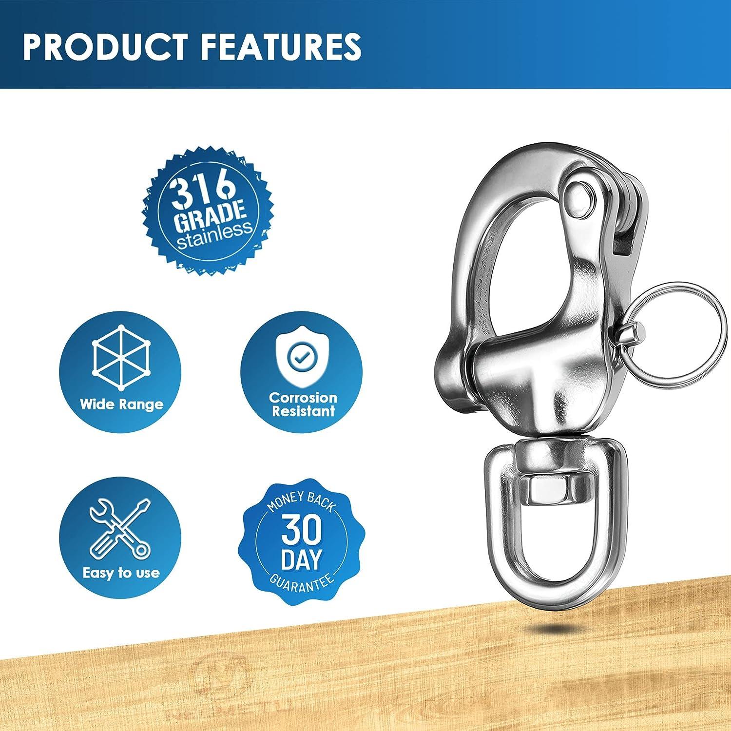 Necmetu Snap Shackle 316 Stainless Steel Swivel Shackle Sailing Halyard