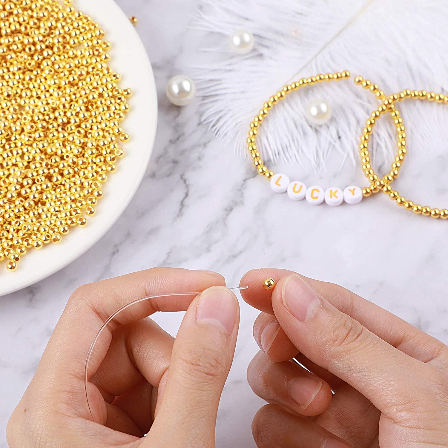 1200Pcs 4mm Smooth Round Beads Gold Spacer Loose Ball Beads for