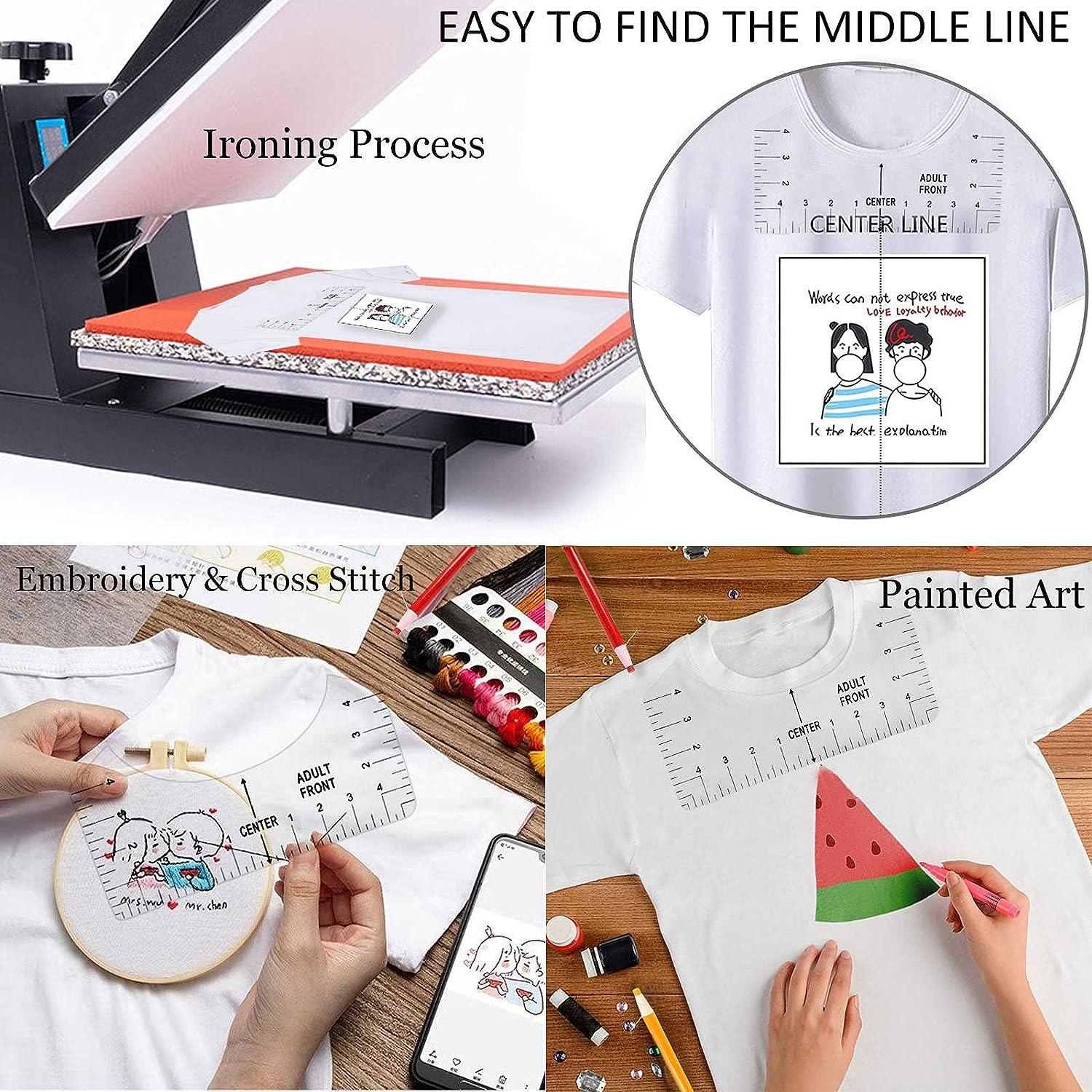 BIHRTC 8PCS T-Shirt Alignment Ruler Guide Tool to Center Designs PVC T  Shirt Ruler Tshirt Ruler for Vinyl Placement Sublimation Heat Press 3pcs  Sewing