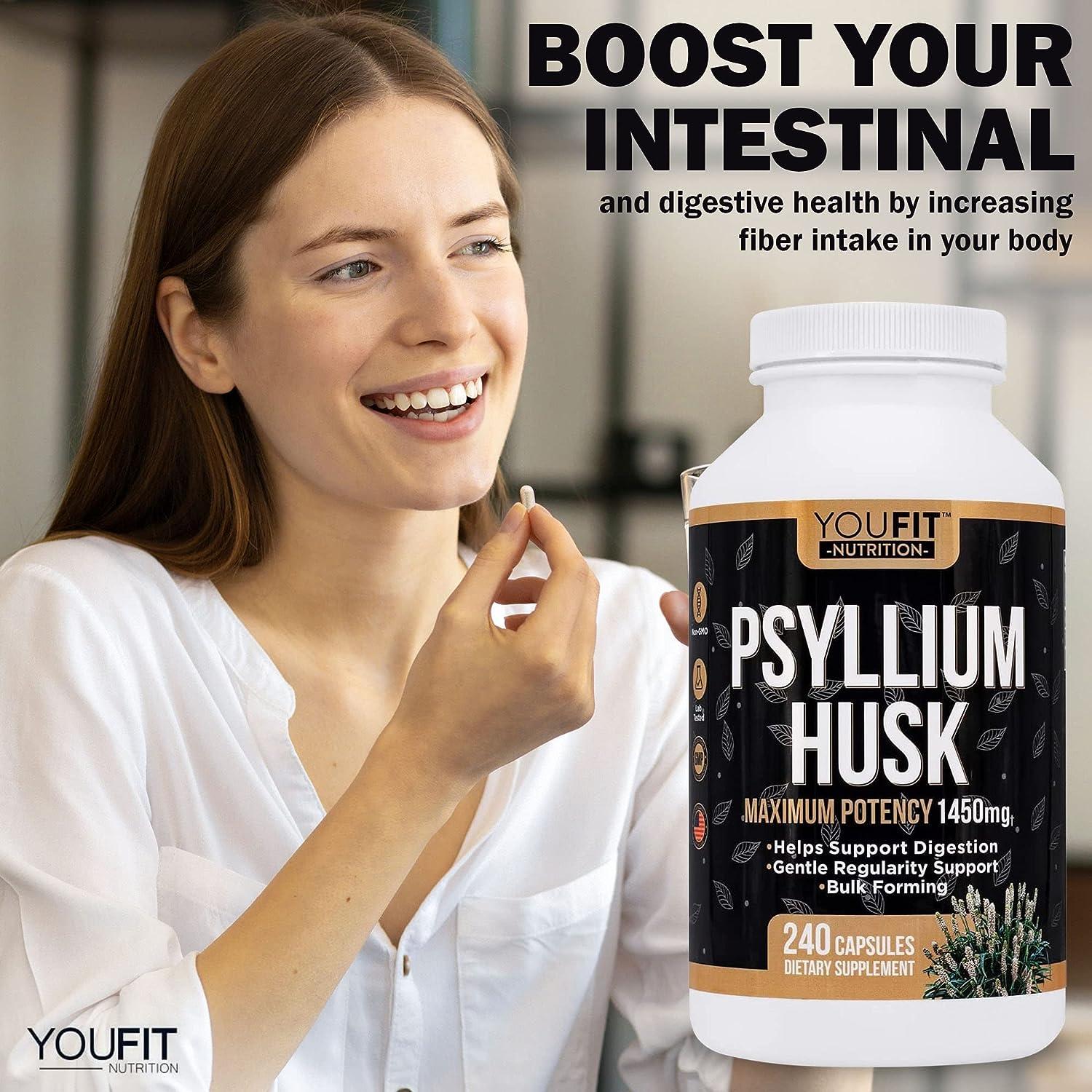 YouFit Nutrition PSYLLIUM Husk Capsules Premium Psyllium Fiber