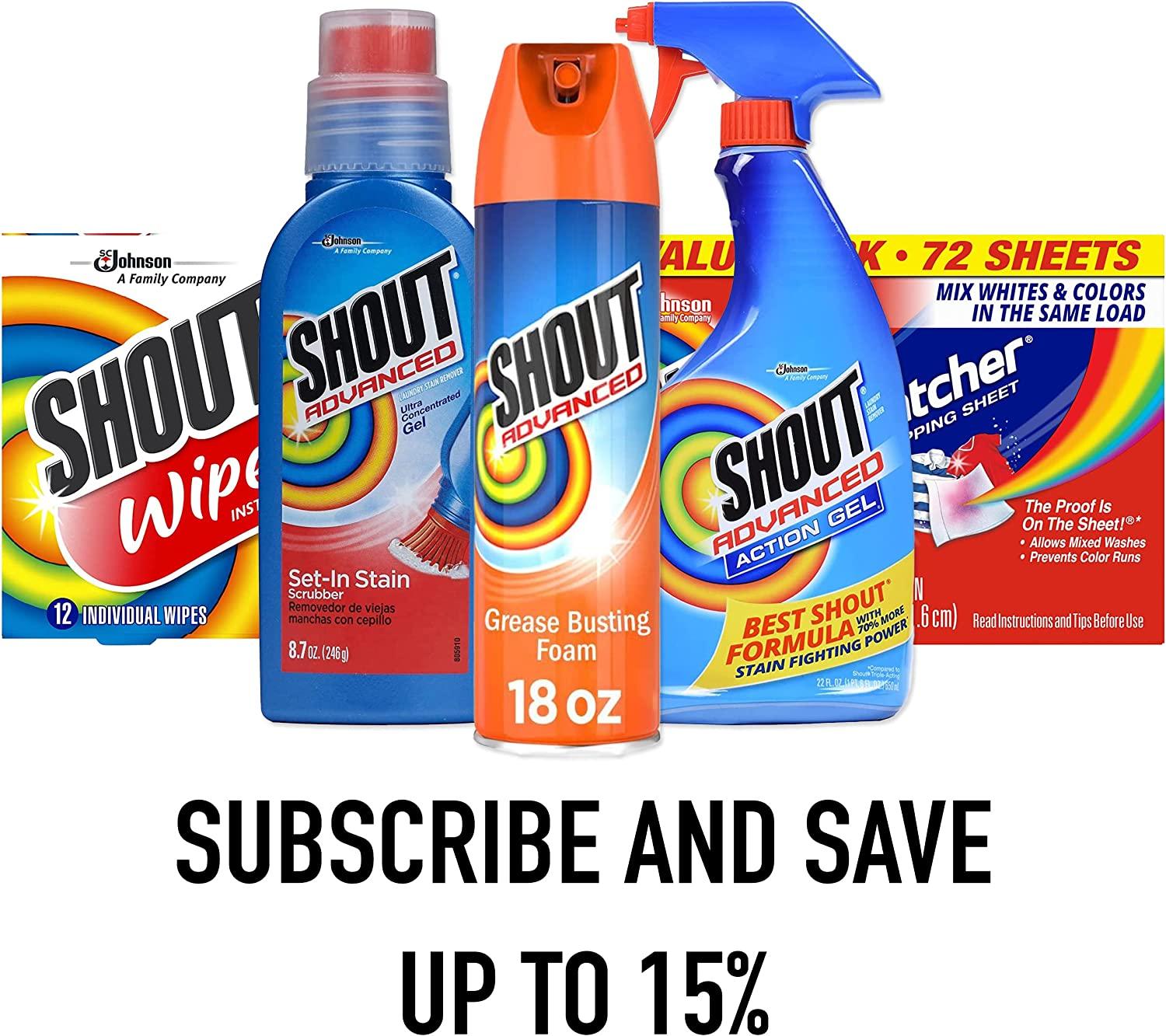Shout Advanced Spray and Wash Laundry Stain Remover Gel, Best Shout  Formula, 22 oz - Pack of 3 22 Fl Oz (Pack of 3)