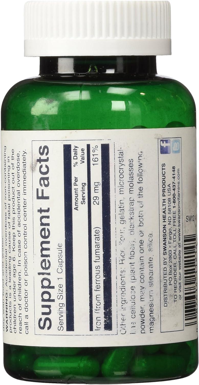 Swanson Blackstrap Molasses Elemental Iron (Ferrous Fumarate) 29 mg 120
