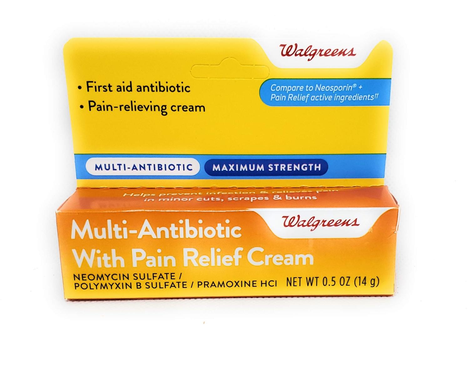 Walgreens Maximum Strength Multi Antibiotic Cream with Pain Relief .5 oz