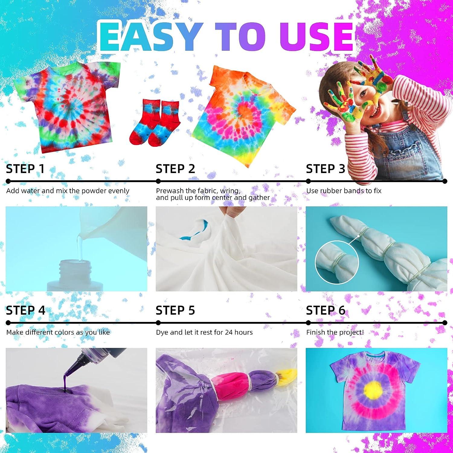 HTVRONT Tie Dye Kit for Kids and Adults - 18 Colors 80ML Pre-Filled Bottles  Permanent Non-Toxic Tye Dye Kits for Clothing T-Shirt Fabric Textile Craft  Party Handmade Project(Just Add Water)