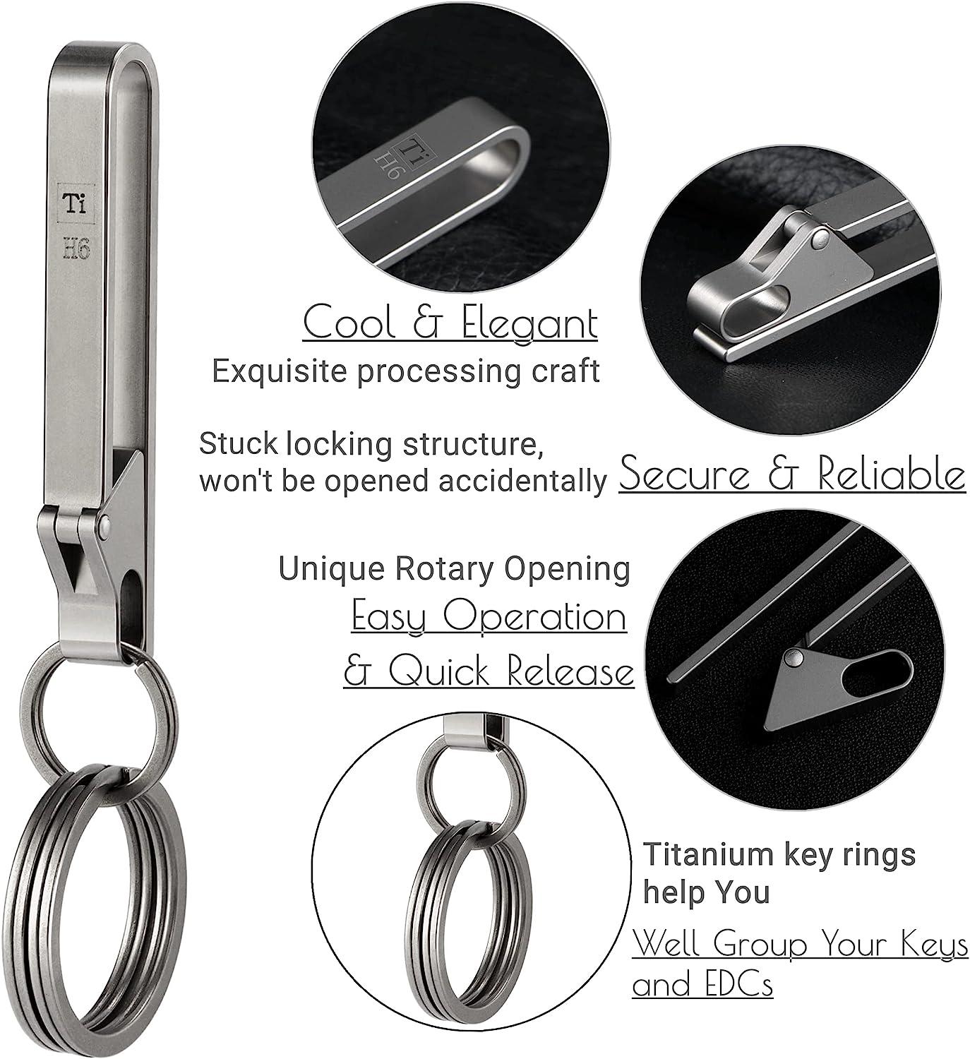 Titanium Quick Release Keychain Clip Multi Tools for Belt Key Clasp with  Keyrings Kit by BANG TI H6keyringskit