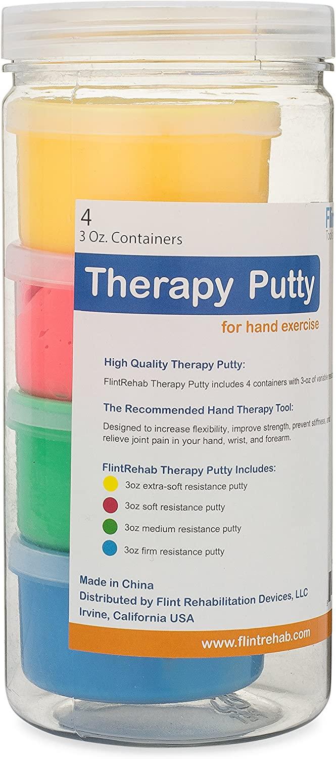 FlintRehab Premium Quality Therapy Putty (4 Pack, 3oz Each) for Hand