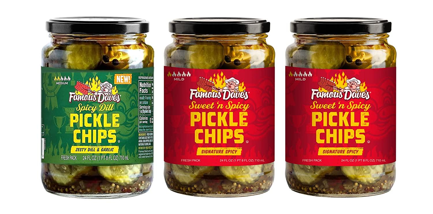 Famous Dave's Pickles Variety Pack (Set of 3) Spicy Dill & Garlic