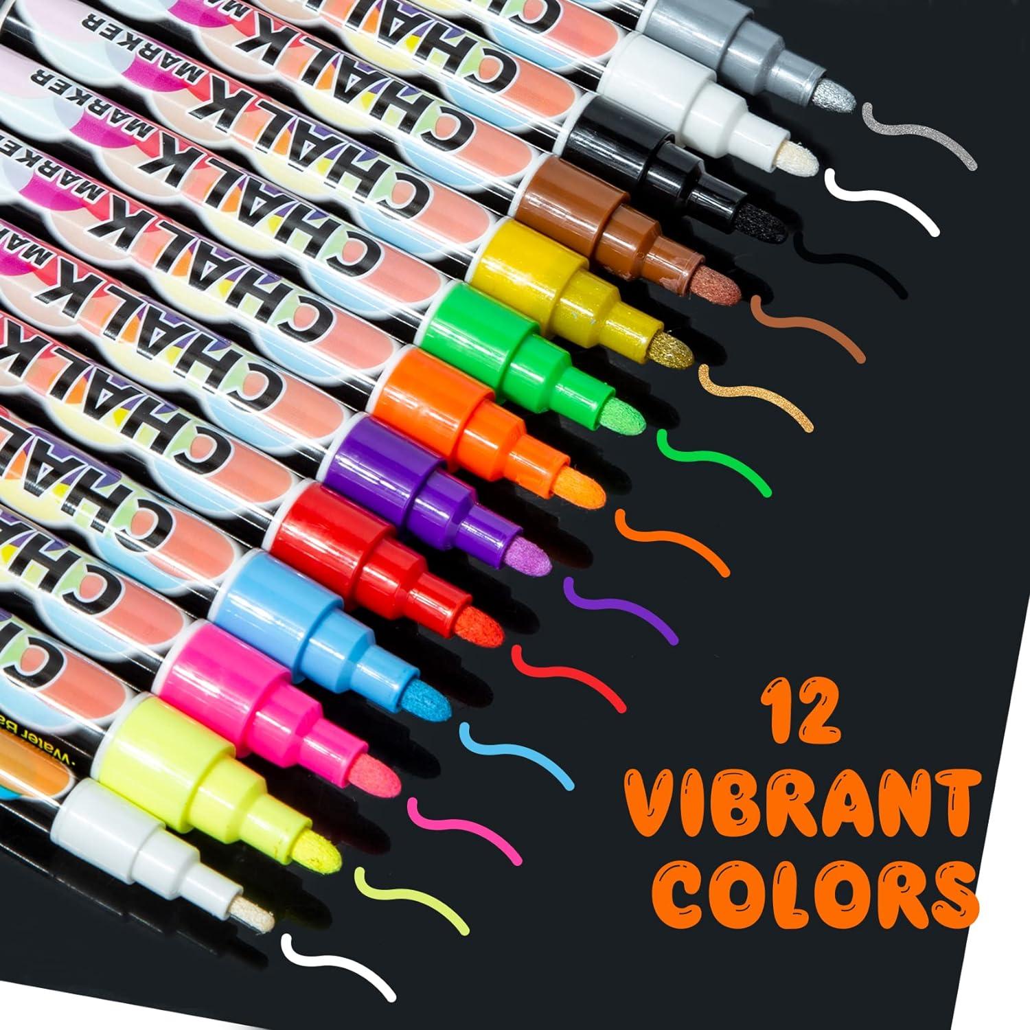 Liquid Chalk Markers Chalkboard Marker Pens 12 Assorted Colors 6mm