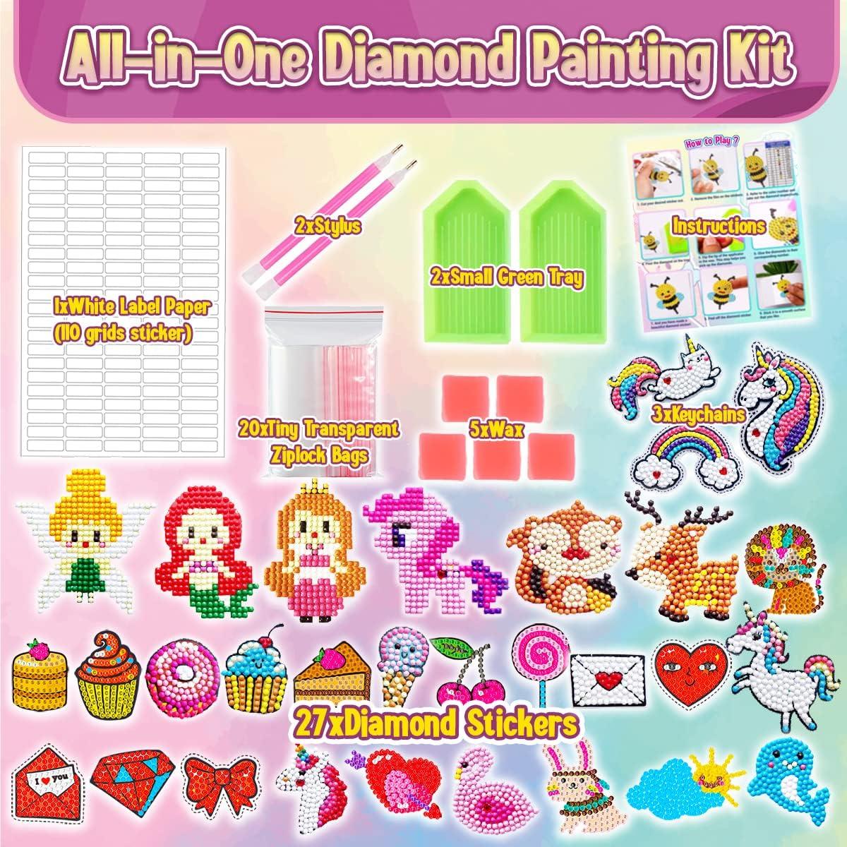 Innofans Diamond Painting Stickers Kit for Kids - Diamond Art for Kids with  27 Cute Water Bottle Stickers & 3 Keychains Kids Crafts Crafts Kits for Kids  Ages 4-8 Crafts for Girls