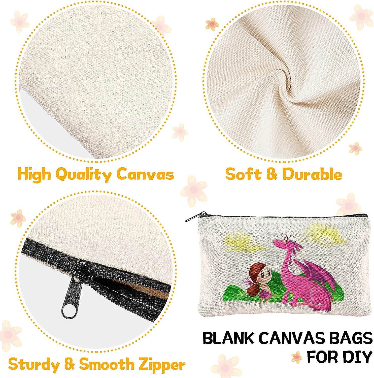  Cruleen 40 Pcs 8.3 X 4.7 Inch Blank DIY Craft Bag Canvas  Zipper Pouch - Cotton Invoice Bill Zipper Bag Cosmetic Bag & Makeup Bag  Multi-Purpose Travel Toiletry Bag Canvas Pouch