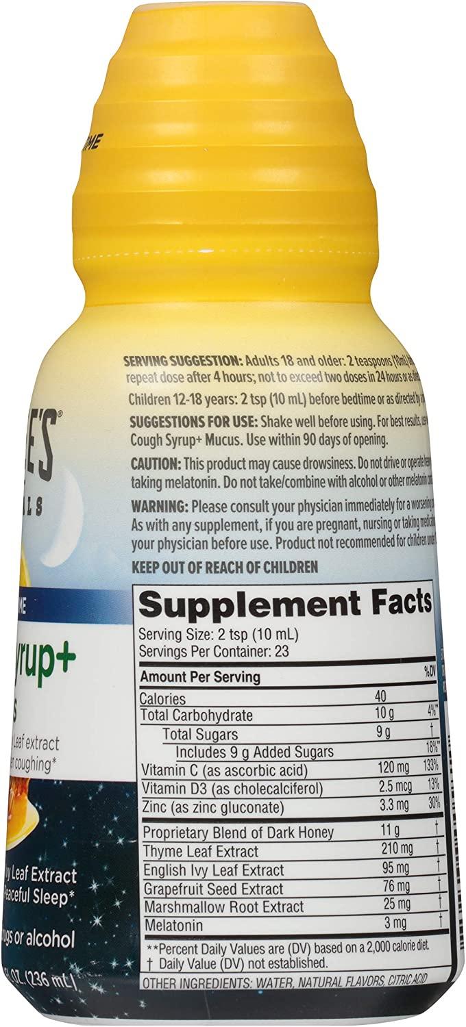 Zarbee's NightTime Cough Syrup + Mucus Natural Honey Lemon 8 fl oz (236 ml)