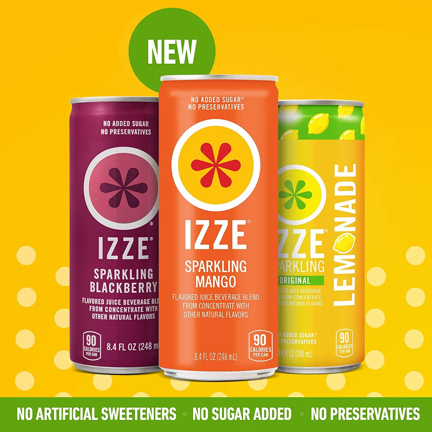 Izze Sparkling Juice Beverage, Mango, 8.4 Fl Oz, 24 Pack