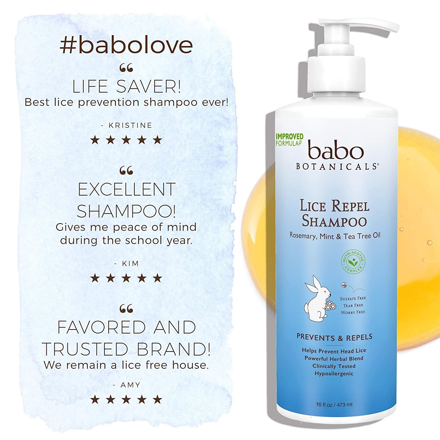Babo Botanicals Lice Repel Shampoo Rosemary & Tea Tree, 8 Fl Oz