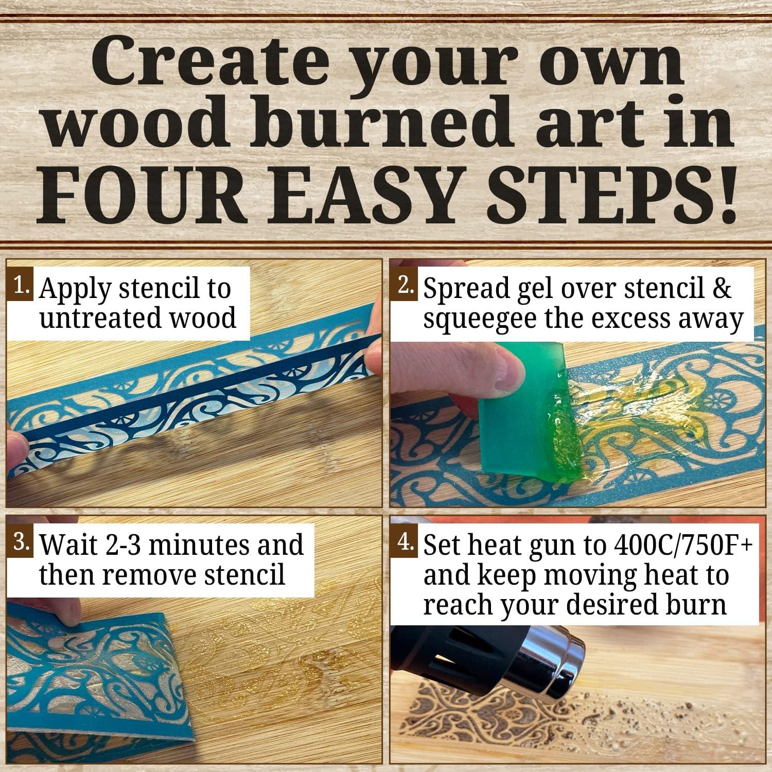 Wood Burning Gel and Mini Squeegee Made in USA 4 OZ Wood Burning