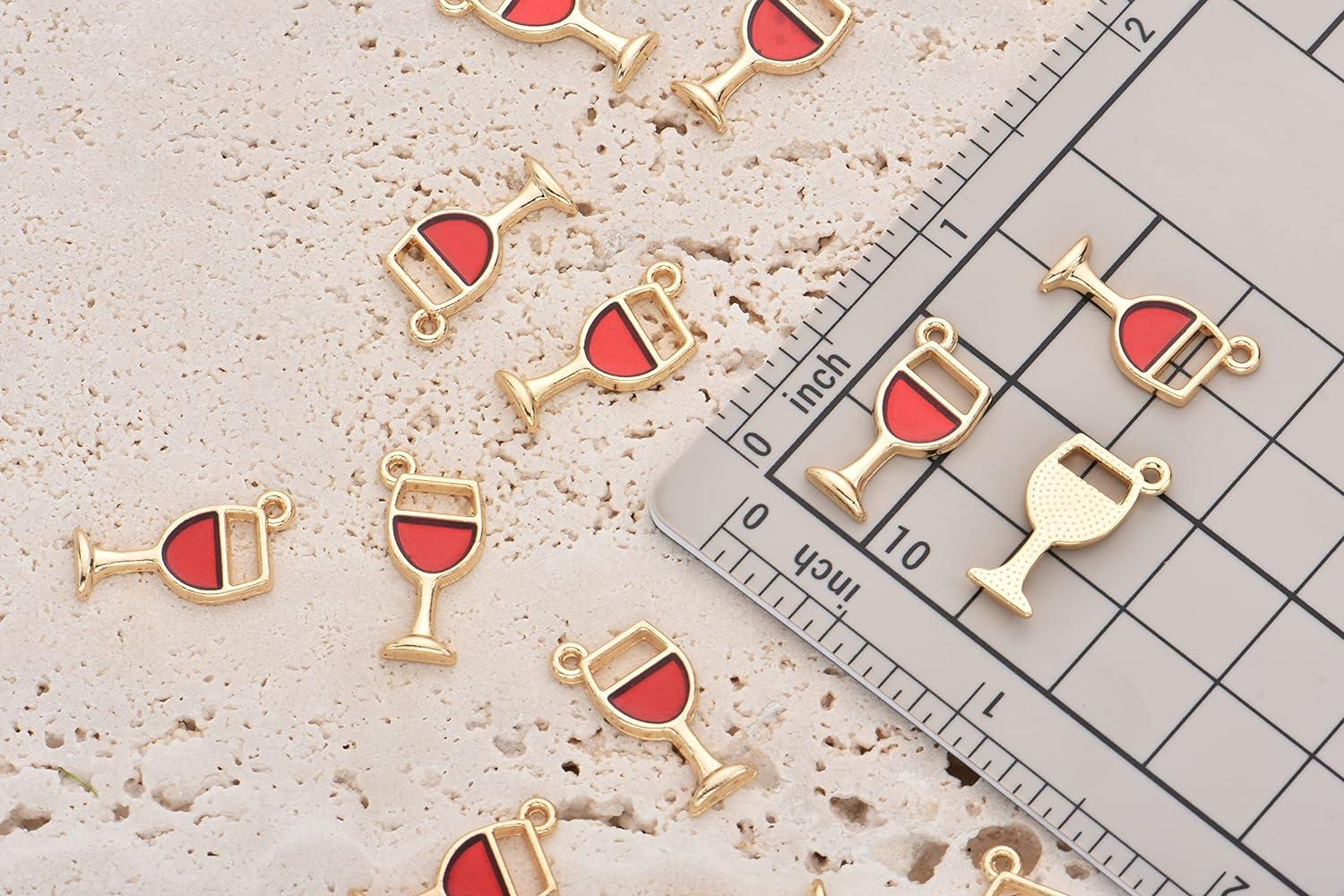 Wine Glass Marker Zinc Alloy Enamel Gold-plated Charms Pendant For