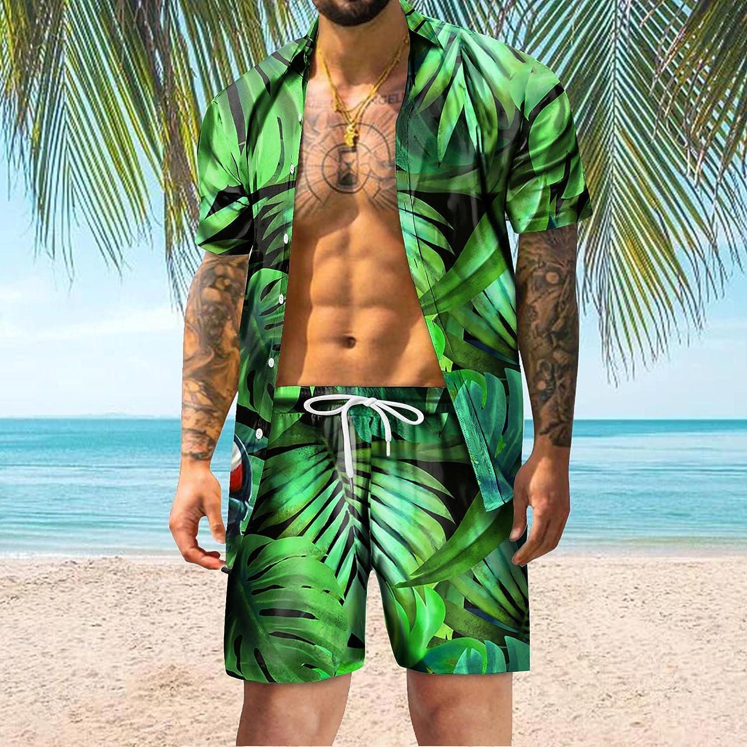 Hawaiian Shirt Set Beach Shirt And Shorts Coofandy Tropical Shirt