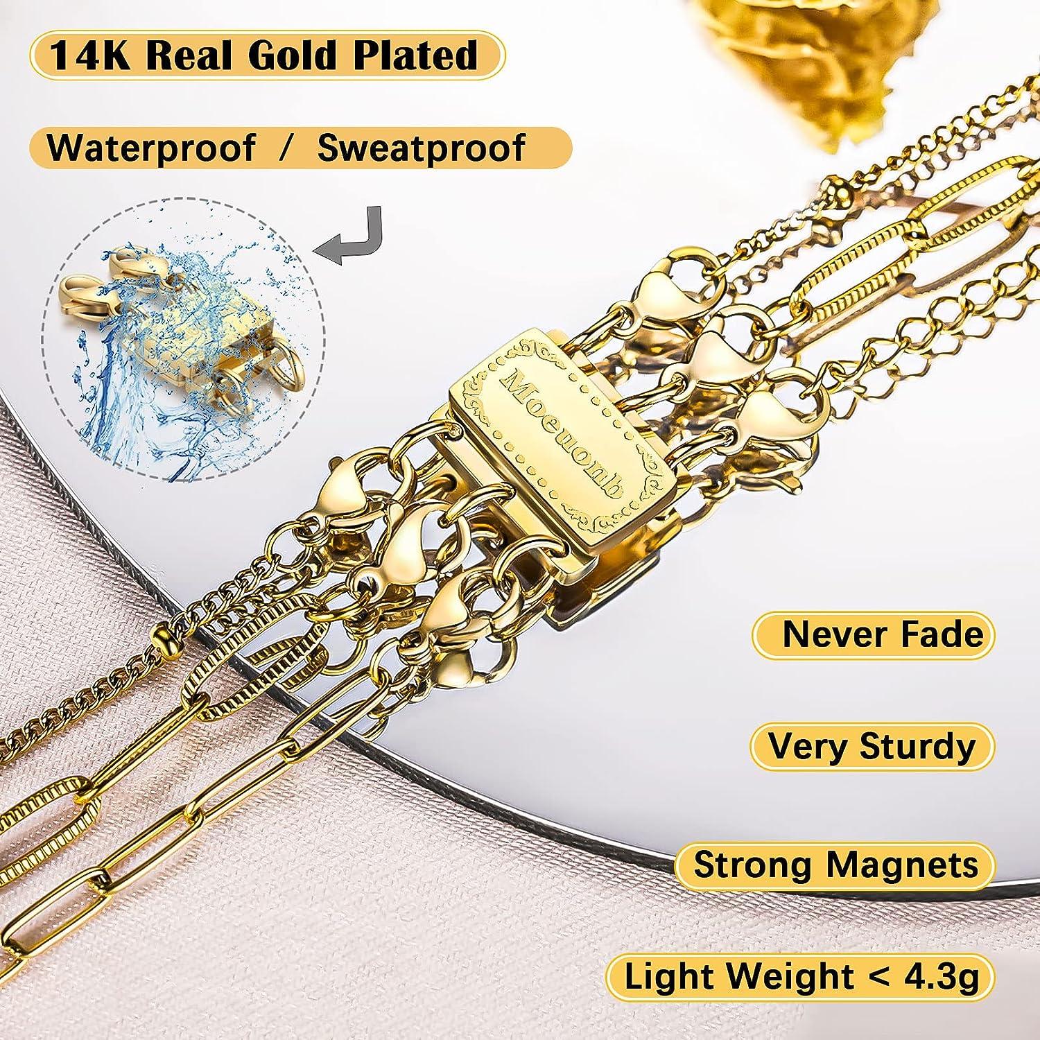 2 Pieces Upgraded Necklace Layering Clasps 14K Gold Plating and Silver  Magnetic Layered Necklace Clasp Necklace Separator for Layering Clasps and  Closures Multiple Necklace Detangler Triple Laryering (Gold+Silver)