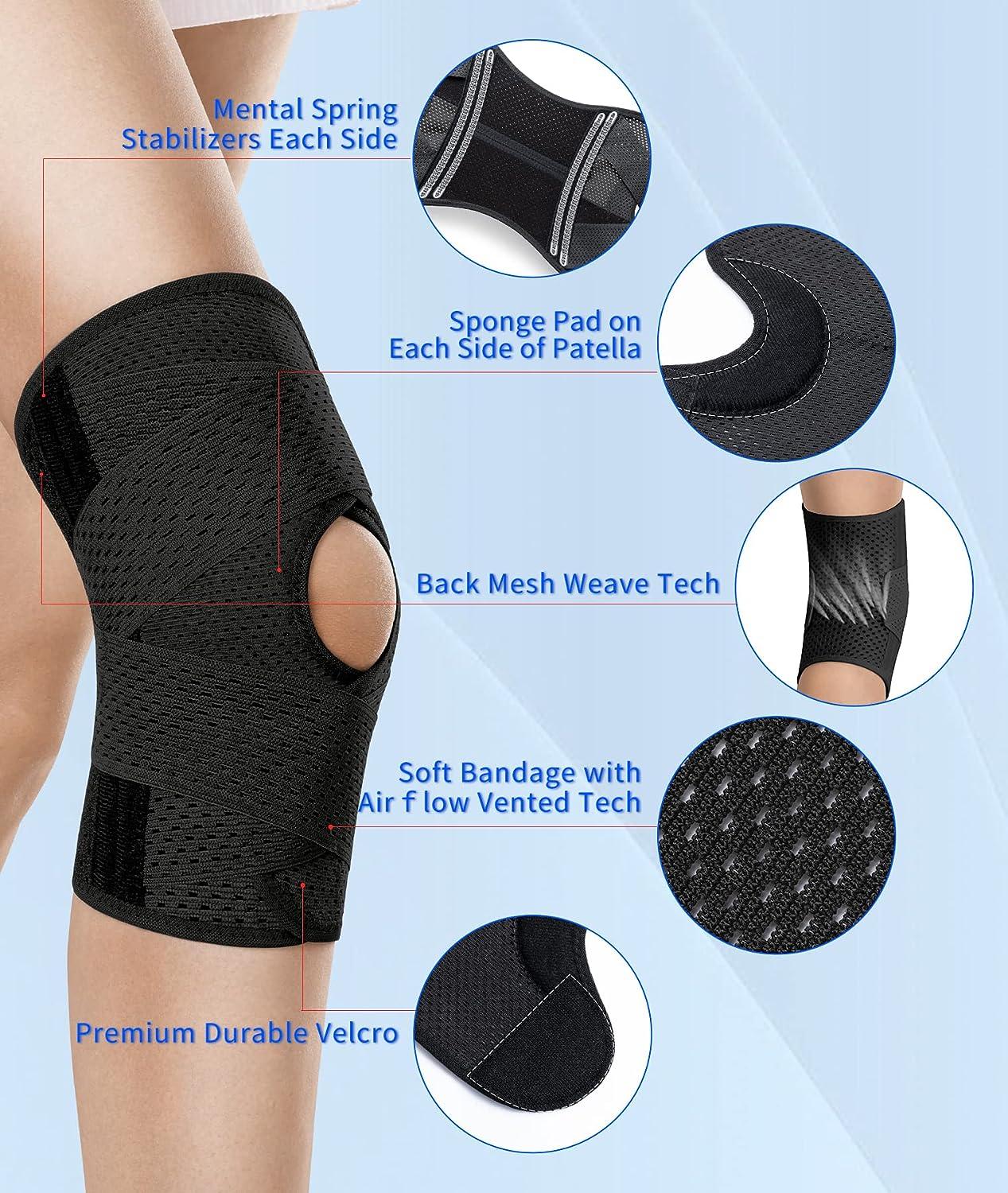 ANACON Knee Brace with Side Stabilizers for Meniscus Tear Knee Pain Patella Knee  Brace for ACL MCL Arthritis Injuries Recovery Breathable Adjustable  Compression Knee Support Braces for Men and Women Black XXX-Large(20.
