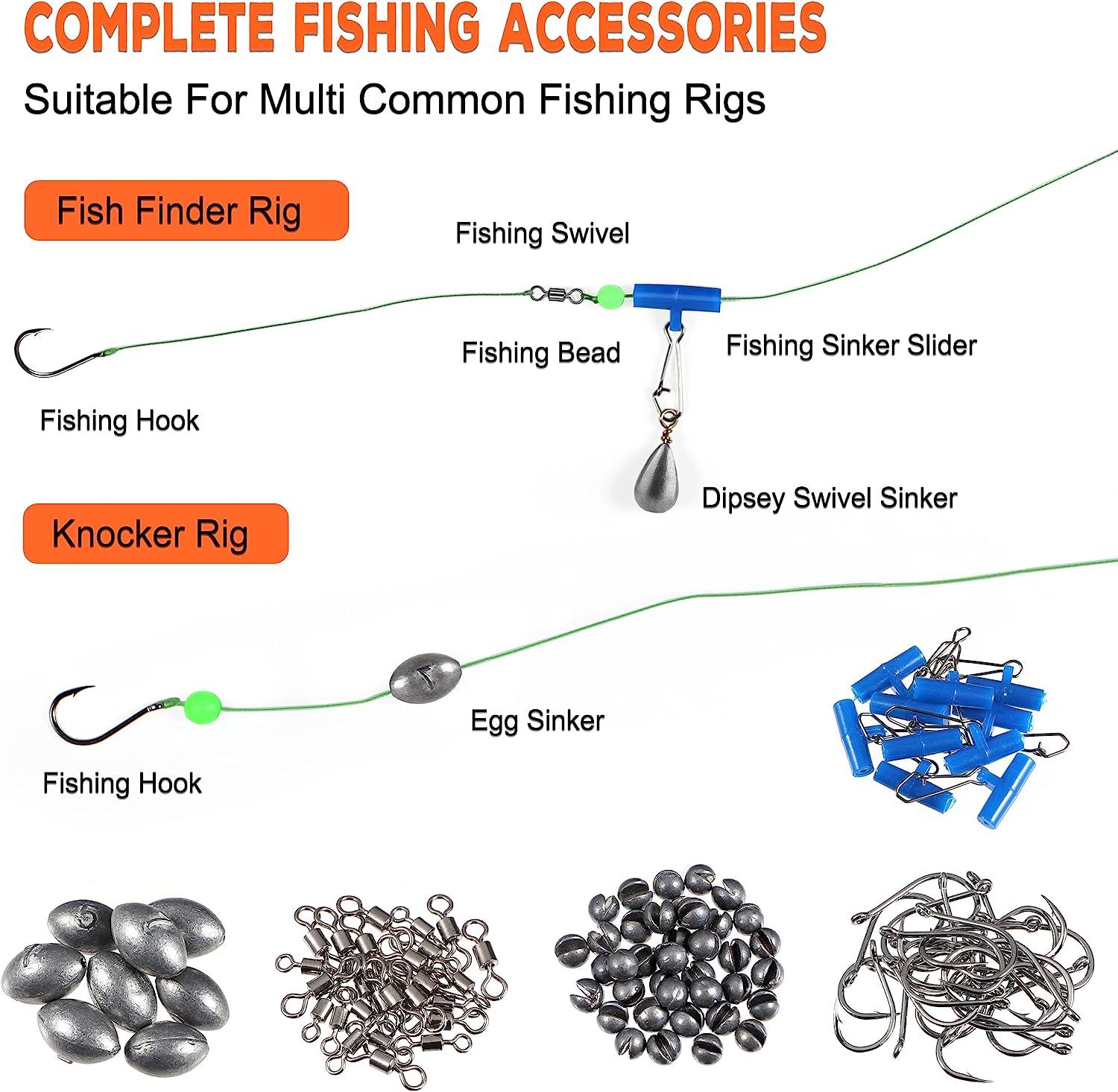 PLUSINNO 189pcs Fishing Accessories Kit, Fishing Tackle Box with Tackle  Included, Fishing Hooks, Fishing Weights, Spinner Blade