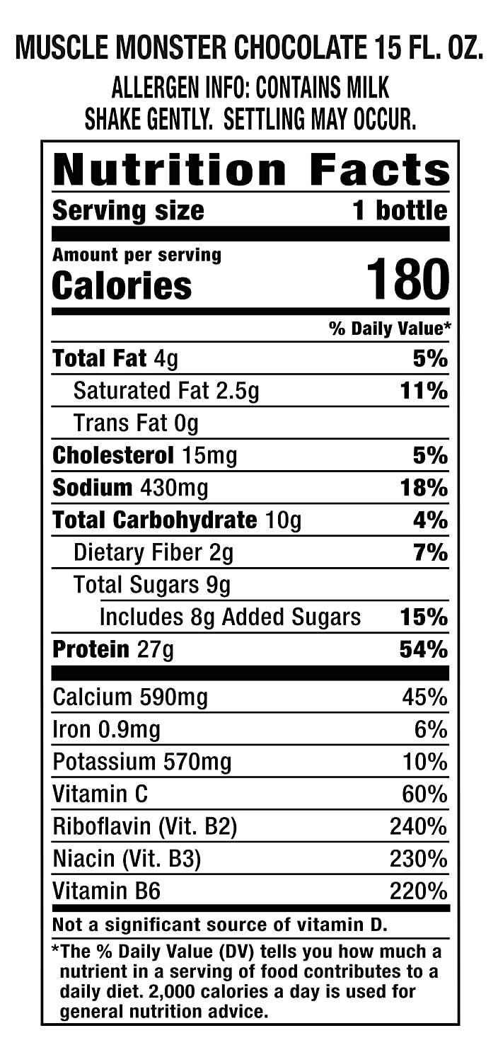 Muscle Monster Chocolate Energy Shake, Protein + Energy Drink, 15 Ounce