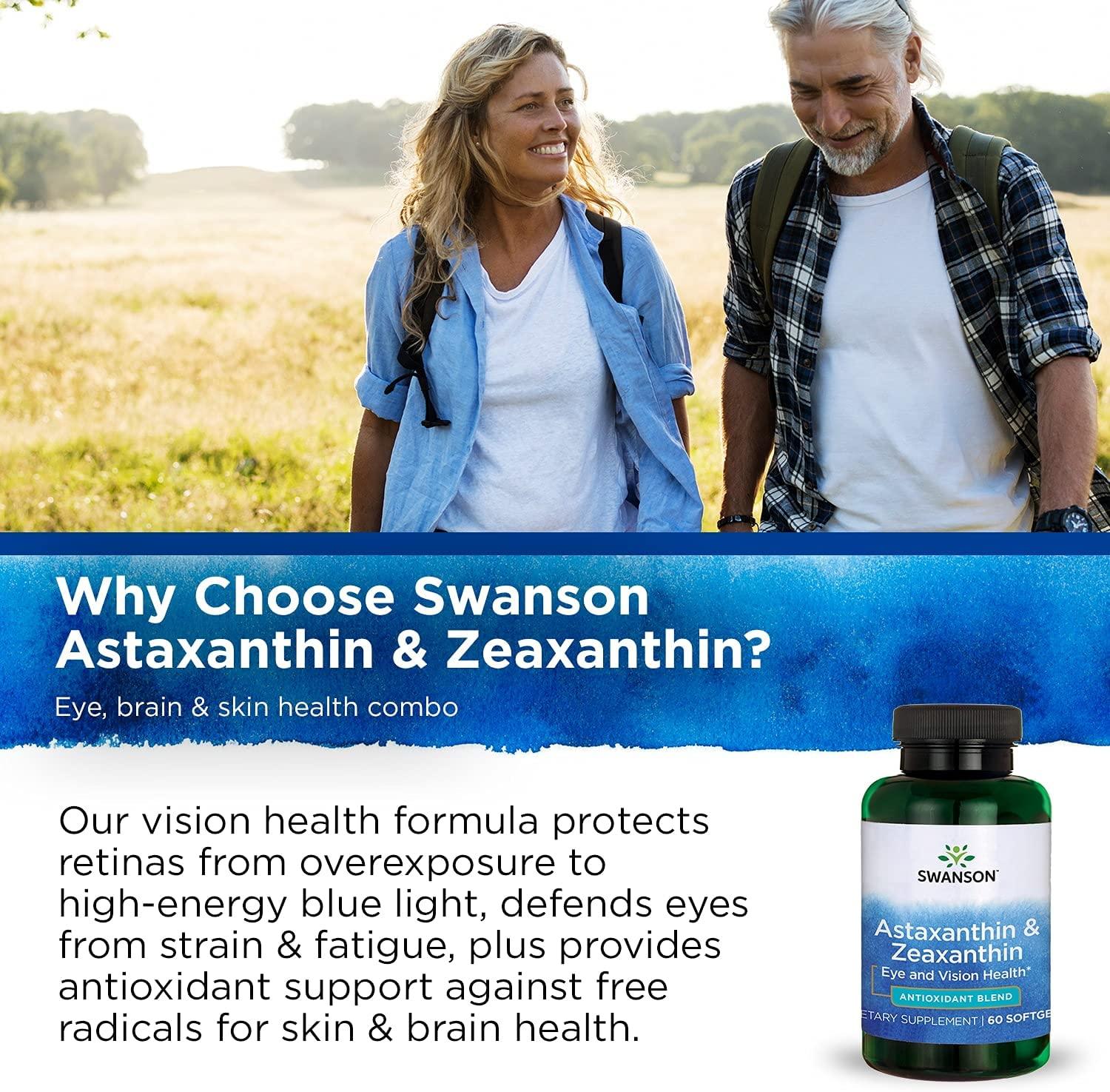 Swanson Astaxanthin & Zeaxanthin 4mg Eye Health Supplement 60 Softgels