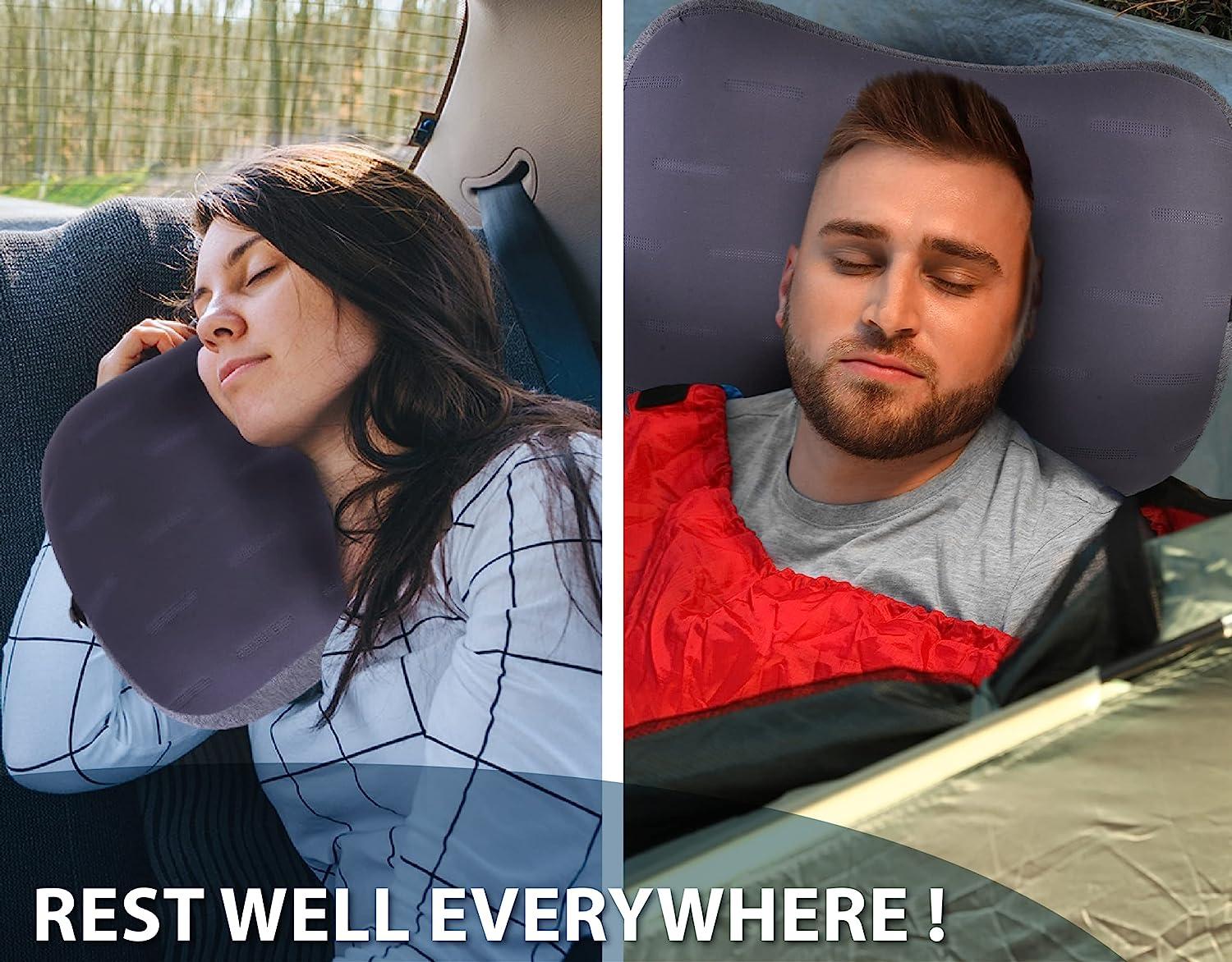 Almohada De Viaje Autoinflable Compacta Tipo Prensa Plegable